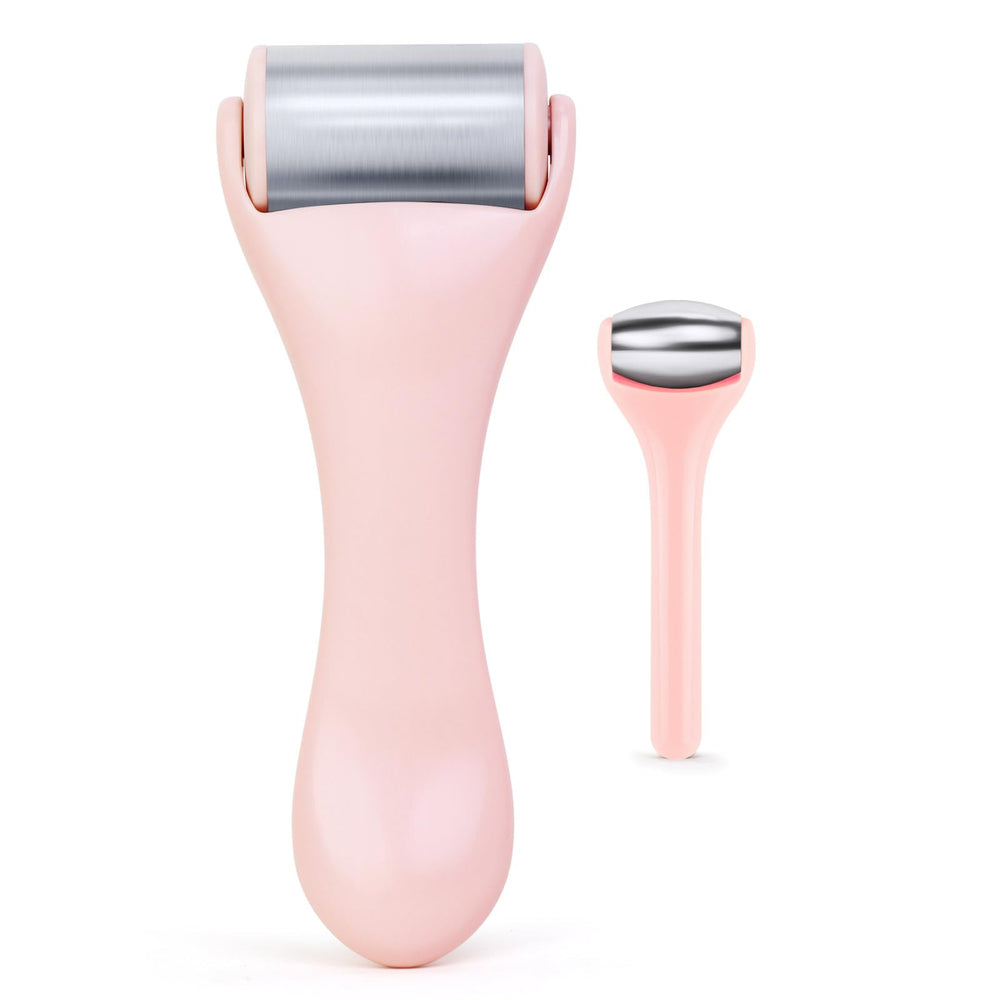 MAANGE Ice Roller Face pink cools skin to help reduce puffiness