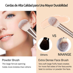 MAANGE kabuki foundation brush application close-up for even coverage.