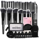 MAANGE makeup brush set 51pcs in an open case showing organized tools for an easy routine.