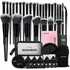 MAANGE makeup brush set 51pcs in an open case showing organized tools for an easy routine.