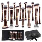 MAANGE makeup brush set with case shows organized travel-friendly storage for on-the-go routines.