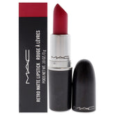 MAC All Fired Up lipstick swatch reveals bold retro matte color for confident lips