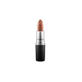 MAC Frost Lipstick O swatch shows purplish red with golden pearl for a vibrant glow.