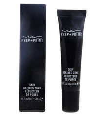 MAC Prep + Prime Skin Refined Zone bottle closeup, pore-refining prep for makeup.