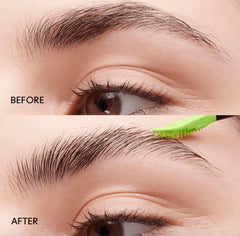 MAC Pro Locked Brow Gel Clear dual-sided brush in action for customizable styling
