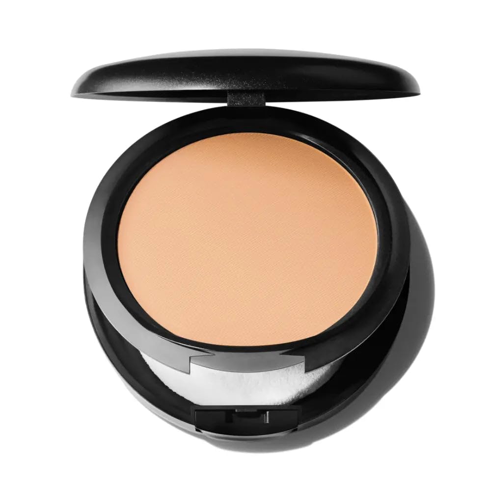 MAC Studio Fix Powder Foundation compact showing pressed powder for oil control and photo-ready finish.