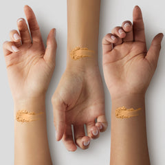 MAC Studio Fix Powder Plus Foundation NW43 application closeup shows easy blend.