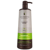 Macadamia Professional Nourishing Moisture Shampoo bottle promotes hydration and color protection.