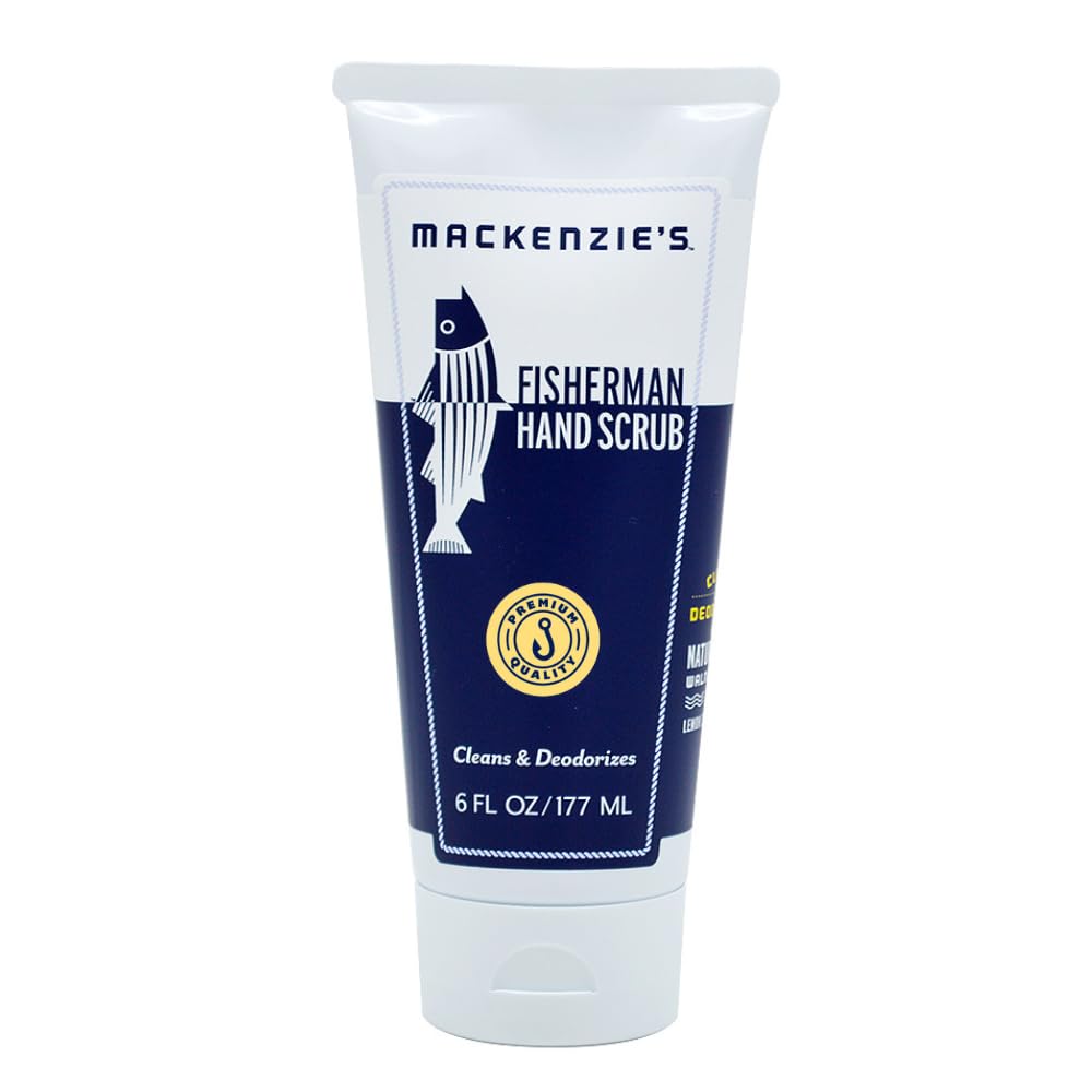 MacKenzie's Fisherman Hand Scrub packaging showcases a gift-ready label for holidays