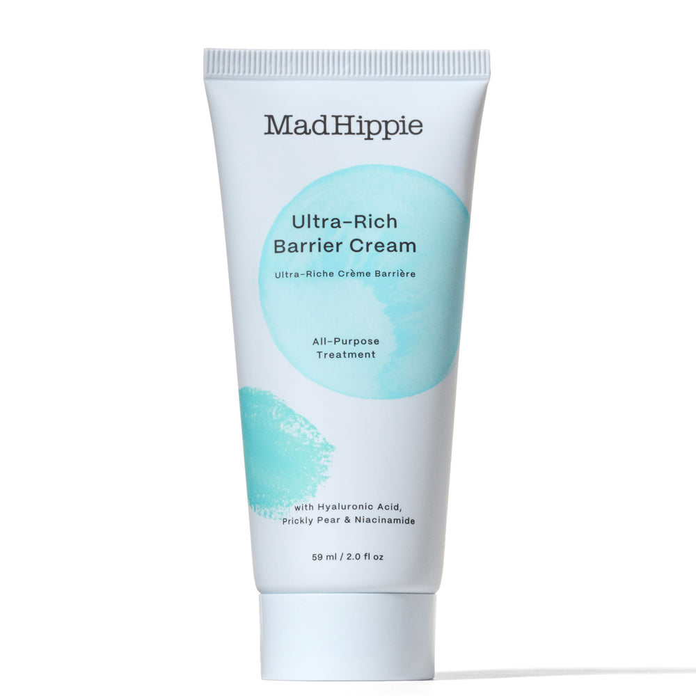 Mad Hippie Ultra-Rich Barrier Cream closeup tube for travel-friendly hydration