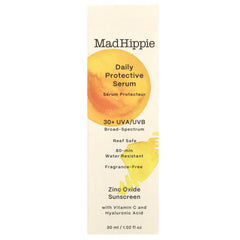 Mad Hippie vitamin C and hyaluronic acid serum droplets for hydrated skin.