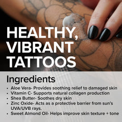 Mad Rabbit Repair Soothing Gel application reduces itch and irritation in new tattoos.