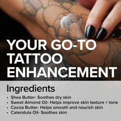 Mad Rabbit tattoo balm application on arm demonstrates creamy texture