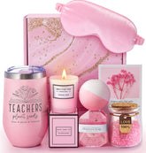 MADDIFY pink rose spa gift basket for teacher appreciation and relaxation.