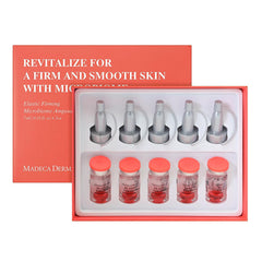 The Madeca Derma Elastic Firming Ampoule bottle demonstrates hydration for radiant skin.