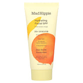 Mad Hippie Hydrating Facial SPF25 bottle pour shows smooth, glide-on texture for daily sun protection.