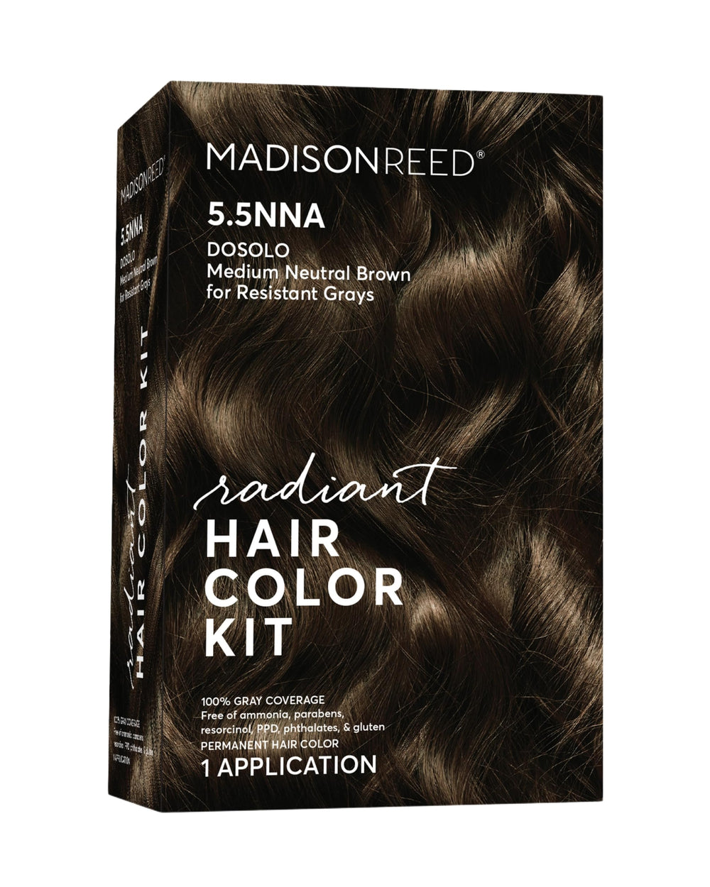 Madison Reed Radiant Color Kit box front shows premium shade for resistant grays.
