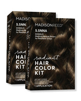 Madison Reed Radiant Color kit dosolo box shows color essentials for natural, long-lasting gray coverage.