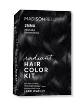 Madison Reed Radiant Color Kit Pescara Black swatches show natural gray coverage
