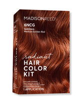 Madison Reed Radiant Color Kit Sardinia Red box setup for at home salon quality color.