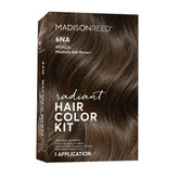 Madison Reed Radiant Hair Color Kit 6NA Monza Brown shade swatches for gray coverage