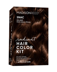 Madison Reed Radiant Hair Color Kit box shows Milano Brown shade for gray coverage.