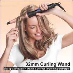 MADURIAO curling wand LCD display shows precise temperature settings for styling.