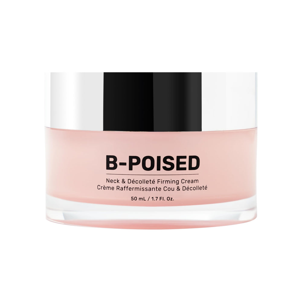 Maëlys B-Poised neck-decollete jar closeup showing rich firming cream for hydration.