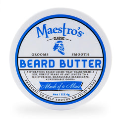 Maestro's Classic beard butter 4oz tin for all beard types delivering hydration and shine.