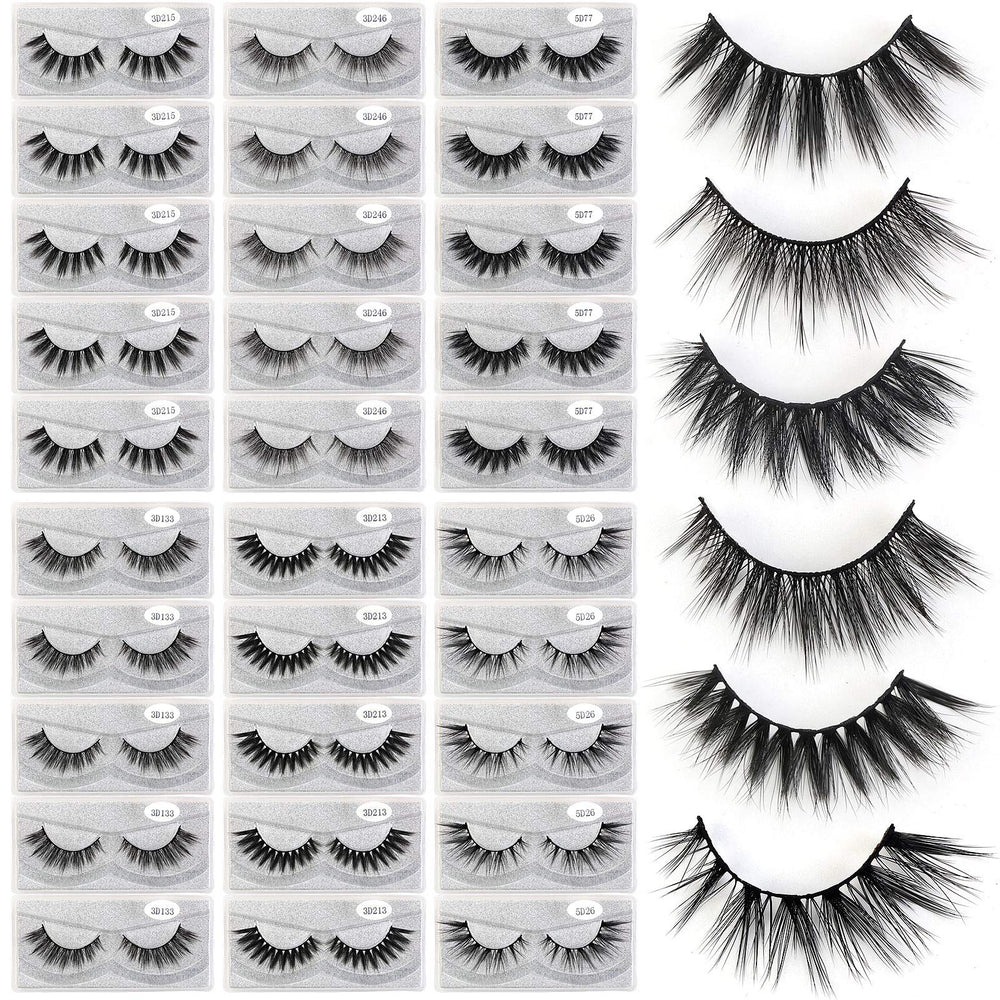 MAGEFY 30 Pairs Faux Mink Eyelashes pack with six styles for versatile looks