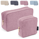 MAGEFY corduroy makeup bag large pink for travel organization.