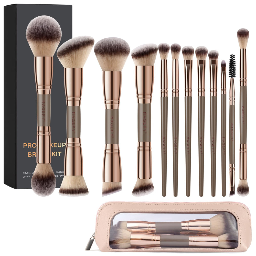 Magefy 12pc makeup brush set full kit for versatile daily routines