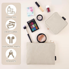 MageFY mini beige pouch with double pockets demonstrates compact storage for on-the-go touchups