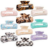 Magicsky 10-pcs hair claw clips opal marble tortoise design secure thick or thin hair all day