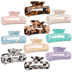 Magicsky 10-pcs hair claw clips opal marble tortoise design secure thick or thin hair all day