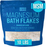 Magnum Solace magnesium flakes MSM closeup for a soothing bath ritual.