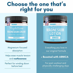 Magnum Solace lotion applied to legs for relaxing muscles.