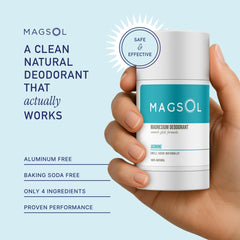 MagSol Organics magnesium deodorant jasmine-scent delivers uplifting fragrance with aluminum-free protection.