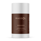 MagSol Magnesium Deodorant Sandalwood packaging highlights aluminum-free protection