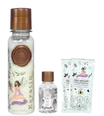 MAIKE AMOUR Keratina Ritual Botanico bottle showcases natural oils for glossy, smooth hair.