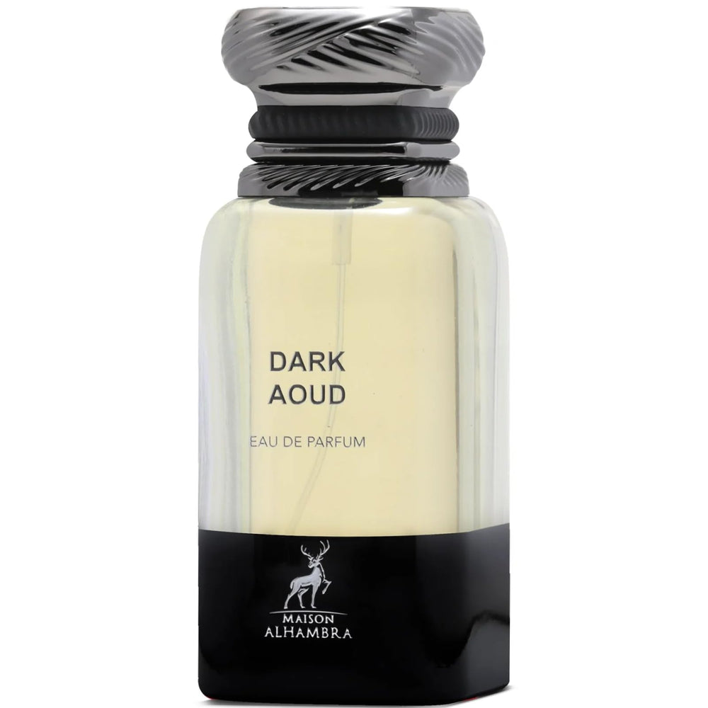 Maison Alhambra Dark Aoud top-notes cardamom-pepper evoke bold evening allure.