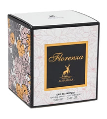 Maison Alhambra Florence bloom note closeup emphasizes peony and jasmine aromas.