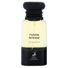 Maison Alhambra Fusion Intense bottle close-up highlighting premium design for gifting or collection