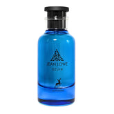 Maison Alhambra Jean Lowe Azure bottle closeup shows fresh unisex fragrance for daily wear.