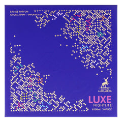 Maison Alhambra Luxe Nightlife bottle closeup cap highlights premium packaging.