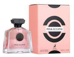 Maison Alhambra Pink Eclipse bottle close-up highlighting glass color and lasting evening charm