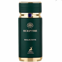Maison Alhambra Sceptre Malachite bottle side view for evening elegance.