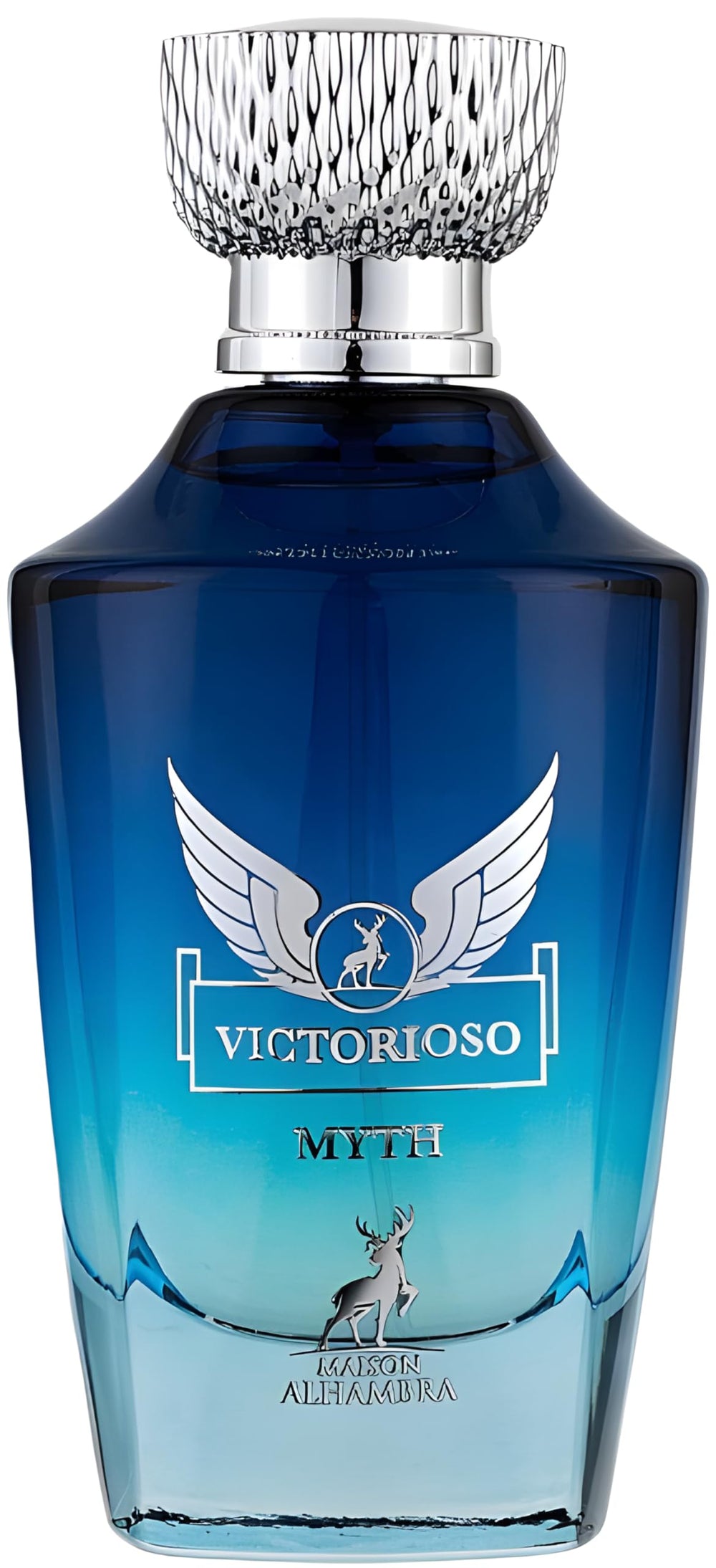 Maison Alhambra Victorioso Myth EDP bottle close-up for confident daily wear.