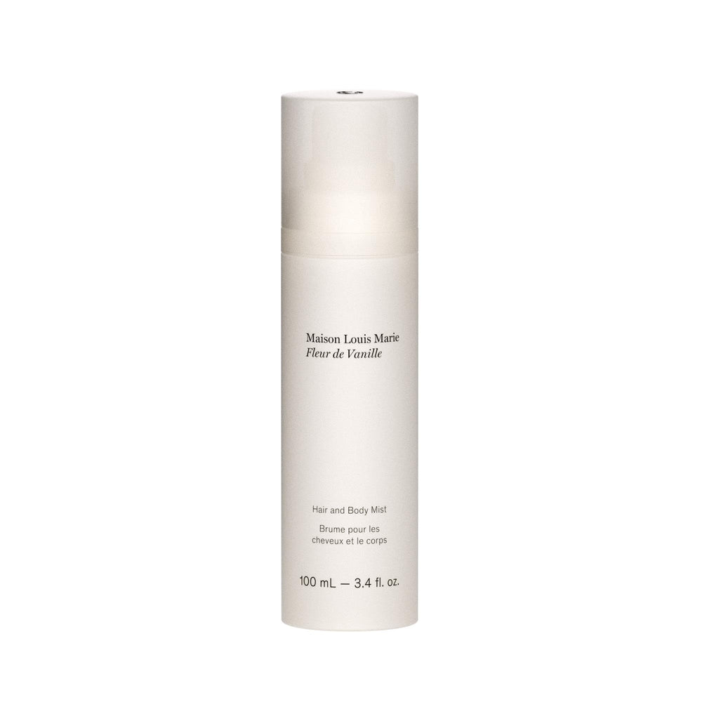 Maison Louis Marie Fleur de Vanille hair mist bottle for alcohol-free hydration.