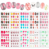 Maitys 240 Pcs children false nails with colorful bows offer easy, safe kid-friendly nail art.